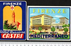 Tradera 2 bagageetiketter Firenze, Florence Italien hotel hotell> Kuriositeter