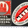Tradera 2 bagageetiketter, Hamburg Tyskland, hotel hotell> Kuriositeter