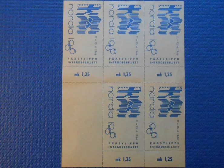 Tradera 5 biljetter frimärksutställningen Nordia 1966| Tilbehør