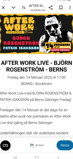 Cheap 2 biljetter till Björn Rosenström på Berns Koncerter