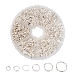 Tradera 1 Box (ca 1070st) Splitringar Silverpläterade sorterade 4mm-10mm| Smykkefremstilling