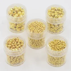 Tradera 5 boxar (ca 2355st) Distanspärlor Guld 5 storlekar 2-5mm| Smykkefremstilling