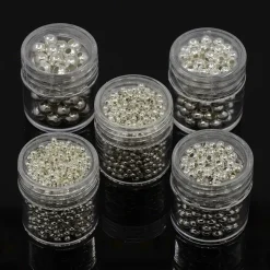 Tradera 5 boxar (ca 2355st) Distanspärlor Silver 5 storlekar 2-5mm| Smykkefremstilling