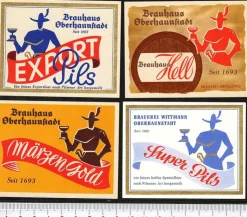 Tradera 4 etiketter Brauhaus Oberhaunstadt, Tyskland| Breweriana