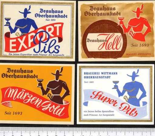 Tradera 4 etiketter Brauhaus Oberhaunstadt, Tyskland| Breweriana