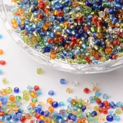 Tradera 30 gram (ca 2000st) Seed Beads 2mm Transparent Mixfärg och Silverfordrad insida| Smykkefremstilling