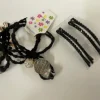 Best Sale 2 hårsnoddar med fina detaljer + 4 hårklämmor med svarta stenar Hårtilbehør