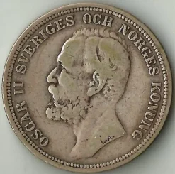 Tradera 2 kr 1892.| Svenske Mønter