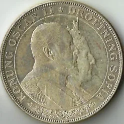 Tradera 2 kr 1907 JUB.| Svenske Mønter
