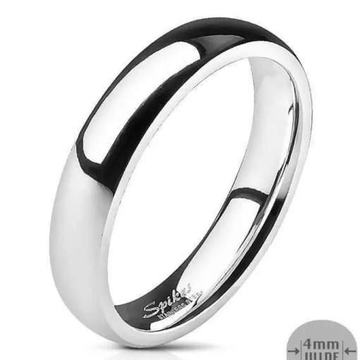 Tradera 4 mm. bred slät convex ring i Glansig 316L stål Size 12 = 21,39 mm.> Ringe