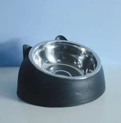 Tradera 2 nya Söta och ergonomiska kattmatskålar i rostfritt stål och svart silikon> Kæledyrstilbehør