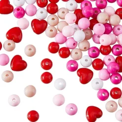Tradera 100 PACK Akrylpärlor 10mm - Hobby Pyssel DIY Billiga Hjärtan Röda Vita Rosa Lila| Smykkefremstilling