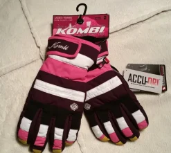 Tradera 1 par Rosa / Lila / Vita KOMBI Dam skidhandskar fingervantar stl. M vantar> Alpint Skiløb