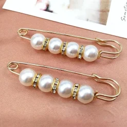 Tradera 1 par stor brosch säkerhetsnål pärlor-replik strass vit set unisex dam herr 78mm> Brocher