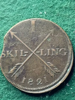 Tradera 1 Skilling 1821| Svenske Mønter