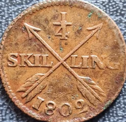 Tradera ¼ Skilling 1802 Avesta - Gustav IV Adolf - Sverige| Svenske Mønter