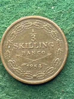Tradera 1/3 Skilling Banco 1854| Svenske Mønter