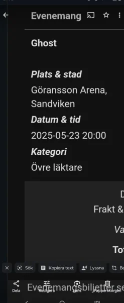 Best 1 st Ghost biljett till Göransson Arena i Sandviken 2023-05-23 Festivaler