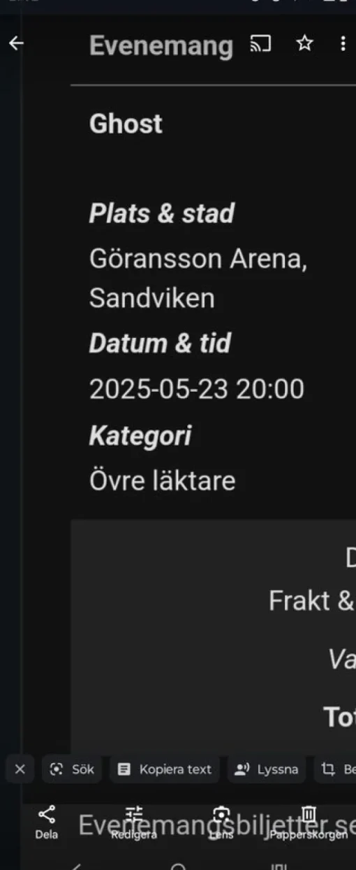 Best 1 st Ghost biljett till Göransson Arena i Sandviken 2023-05-23 Festivaler