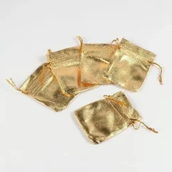 Tradera 10 st. Guld organza påsar c.a 7x 9 cm.| Bryllups-borddækning & Dekorationer