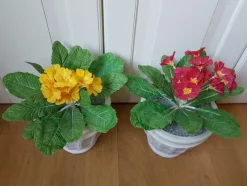 Tradera 2 st Konstgjorda blommor i Kruka , Gul-Röd| Kunstige Planter