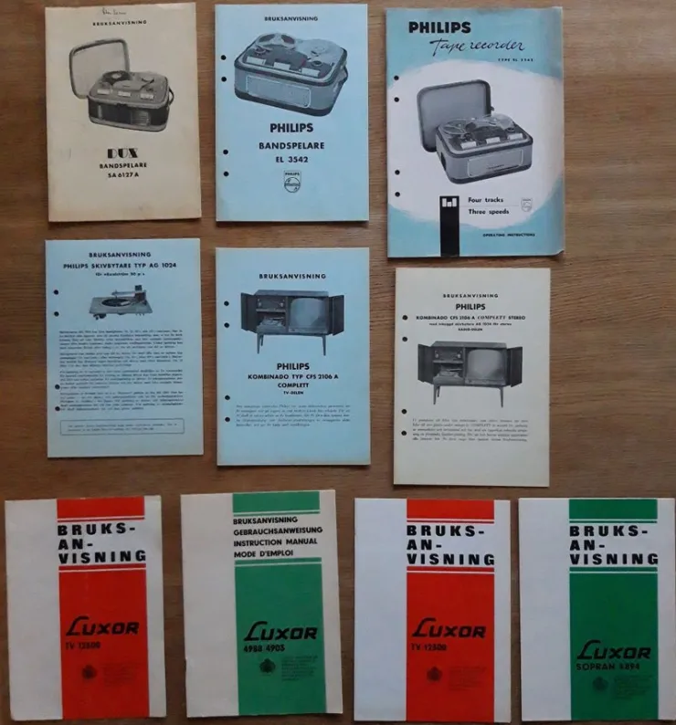 Tradera 10 st äldre bruksanvisningar för bandspelare, tv mm| Stereo Og Hifi