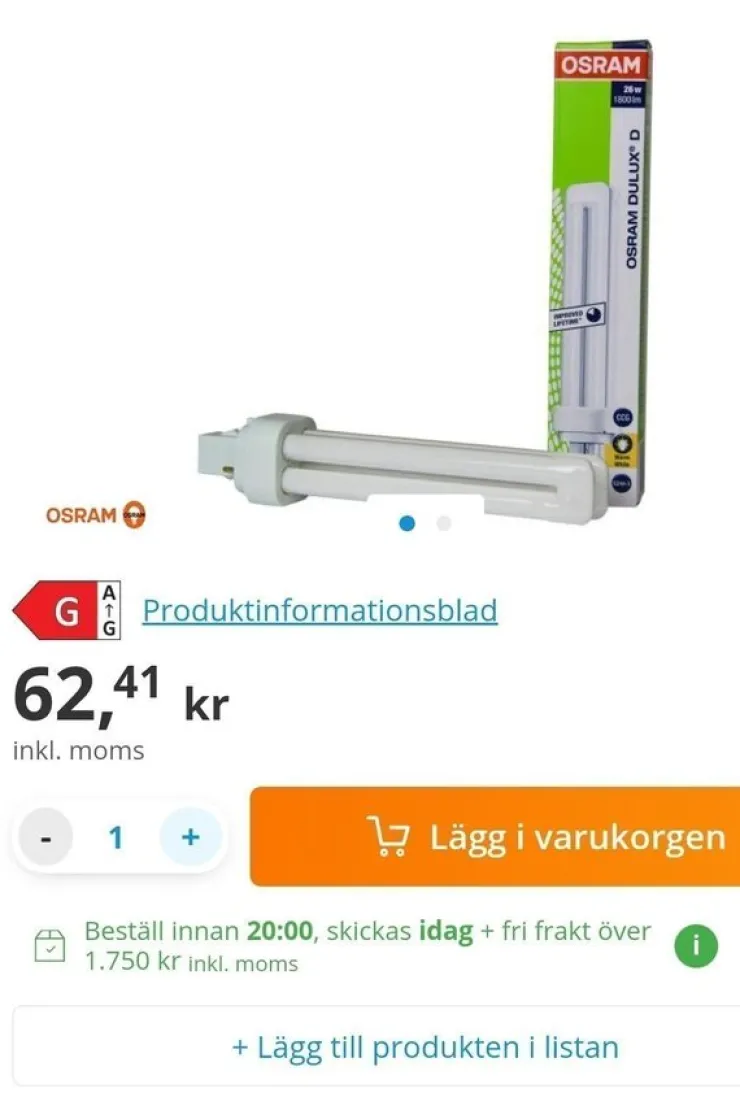 Tradera 10 st Ny i oöppnad förpackning Osram Dulux D 26W 830 | Varm Vit - 2-Stift| Anden Forbrugerelektronik