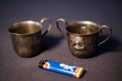 Flash Sale 2 x Bägare Denmark/Danmark/Tenn/JHS. Rare/Retro/Vintage Tin & Messing