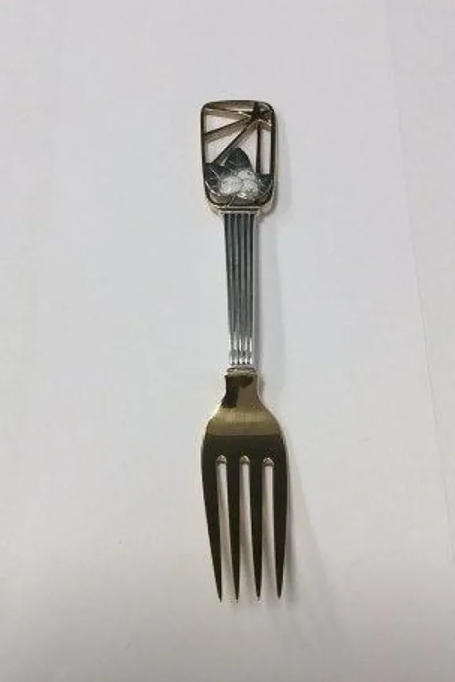 Discount A. Michelsen 1938 Julegaffel Forgyldt sterling sølv med emalje. Højtider