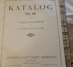 Tradera AB JOSEF ERIKSSON UPPSALA. KATALOG NR 46 ( 1946 ) CYKELTILLBEHÖR OCH CYKELDELAR| Andet Køretøjsrelateret