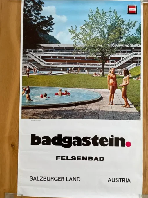 Tradera Affisch BADGASTEIN - FELSENBAD 62x100 Öst orig> Plakater