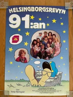 Tradera Affisch HELSINGBORGSREVYN - 91:an 43x62 Sv orig 1991> Plakater