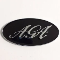 Tradera Aga Cooker, Fridge, Hood Enamel Badge self adhesive Black / Silver, large italic| Hvidevarer