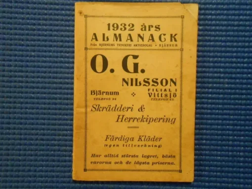Discount Almanacka 1932 Bjernums tryckeriaktiebolag Bjärnum Almanakker & Kalendere