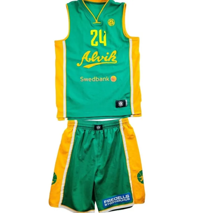 Tradera Alvik Vintage Träningskläder Basketkläder Grön Gul Storlek Small> Basket