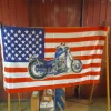 Tradera Amerikansk flagga med harley davidson chopper> Flag