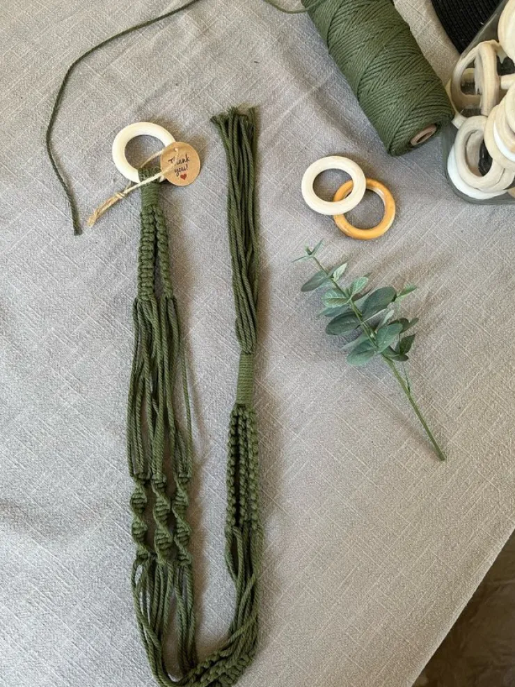 Tradera Ampel mörkgrön makrame växthängare| Potter & Plantedyrknings-systemer