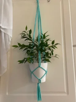 Tradera ampel, plant hanger, makrame, turkos 10-12 cm| Havedekorationer
