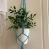 Tradera ampel, plant hanger, makrame, ljusblå smårandig 10-12 cm| Andet Til Haven