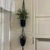 Tradera Ampel, plant’s hanger , handmade, macramé svart (13-15 cm)| Potter & Plantedyrknings-systemer