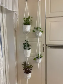 Tradera Amplar handmade, trippel och dubbel, makramé, vit| Potter & Plantedyrknings-systemer