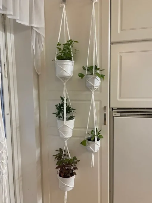 Tradera Amplar handmade, trippel och dubbel, makramé, vit| Potter & Plantedyrknings-systemer