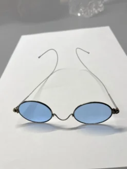 Outlet Antika Rundglasögon blå glas Antikviteter