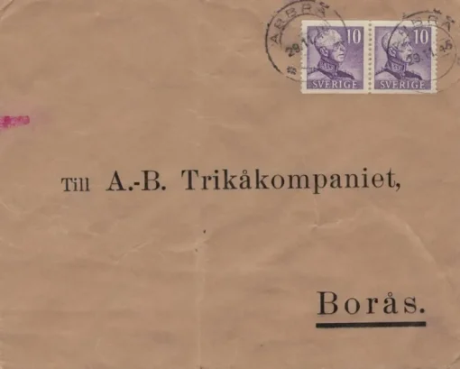 Tradera Arbrå, Alfta NSt 58q,59b på TVÅ brev 29.11.45 och 14.10.45| Sverige