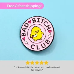 Best BAD BITCH CLUB Enamel Meme Pin | Funny Duck Pin | Cartoon Badge Brooche Stofmærker & Pins