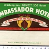 Tradera Bagageetikett Ambassador hotel, Washington USA hotell> Kuriositeter