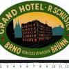 Tradera Bagageetikett Grand hotel, Brno Tjeckoslovakien hotell> Kuriositeter