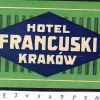 Tradera Bagageetikett hotel Francuski, Kraków Polen hotell> Kuriositeter