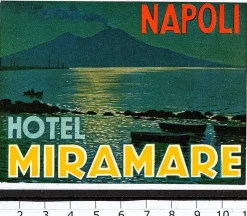 Tradera Bagageetikett hotel Miramare, Napoli Neapel Italien hotell> Kuriositeter