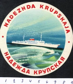 Tradera Bagageetikett m/s Nadezhda Krupskaja Black sea shipping company Odessa| Båd- & Skib-memorabilia